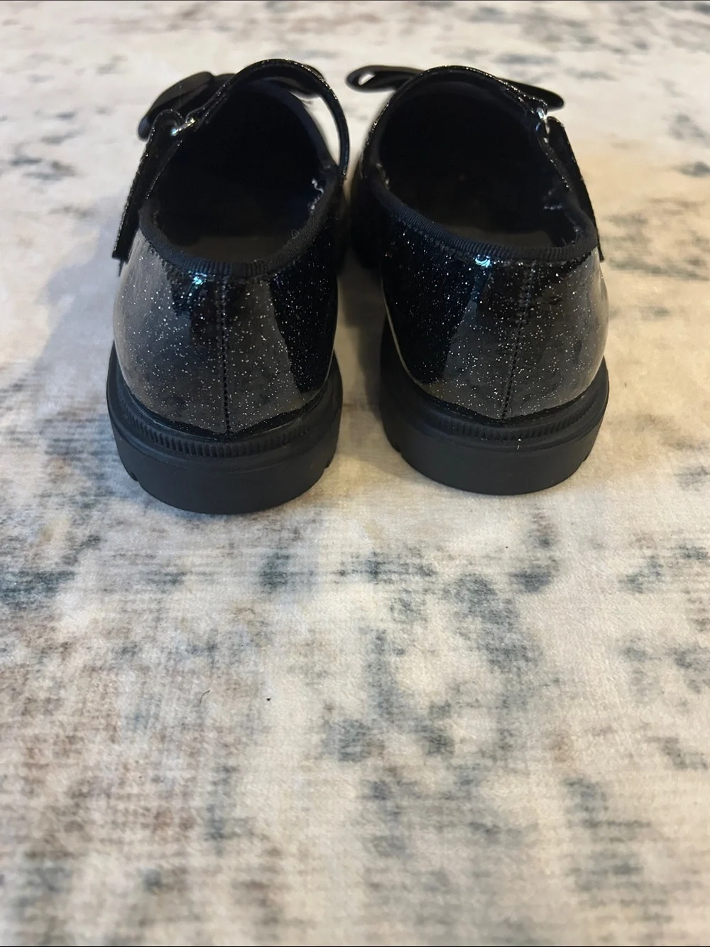 Cat & Jack Black Glitter Mary Jane Flats with Bow Strap